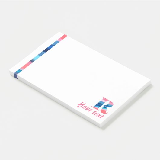 Initiaal monogram R koraal blauw verloop Opmerking Post-it® Notes (Schuin)