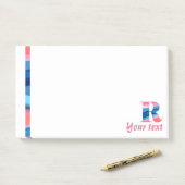 Initiaal monogram R koraal blauw verloop Opmerking Post-it® Notes (Op bureau)