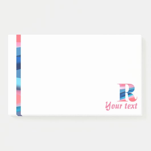 Initiaal monogram R koraal blauw verloop Opmerking Post-it® Notes (Voorkant)