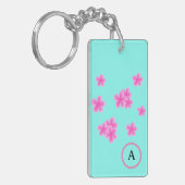 initiaal monogram retro roze floral gepersonalisee sleutelhanger (Voorkant Links)