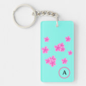 initiaal monogram retro roze floral gepersonalisee sleutelhanger (Voorkant)