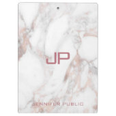 Initiaal Monogram Roos Gold White Marble Sjabloon Klembord (Achterkant)