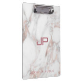 Initiaal Monogram Roos Gold White Marble Sjabloon Klembord (Rechts)