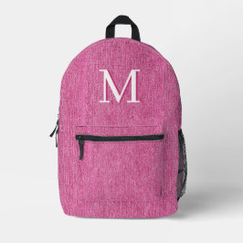 Initiaal Monogram Roze Denim Bedrukte Rugzak