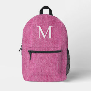 Initiaal Monogram Roze Denim Bedrukte Rugzak