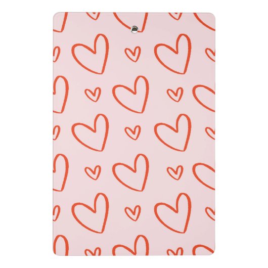 Initiaal monogram - roze & rode harten mini klembord (Achterkant)