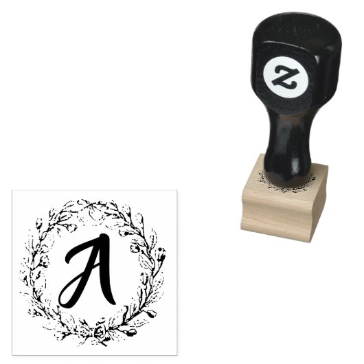 Initiaal Monogram Rubber Stamp Krans - Creëer Eige Rubberstempel (Gestempeld)