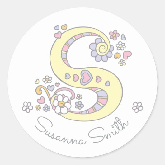 Initiaal monogram S aangepaste naam id naam sticke Ronde Sticker (Voorkant)