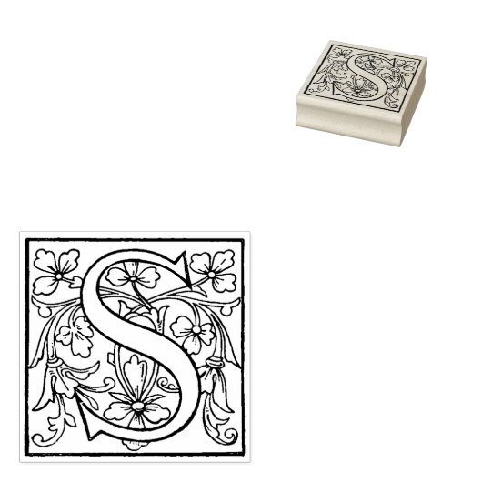  Initiaal Monogram "S" - paardenhuis Rubberstempel (Gestempeld)