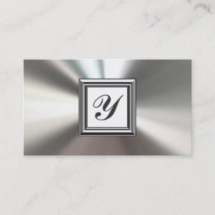 Initiaal Monogram Silver Metalen Visitekaartjes