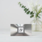 Initiaal Monogram Silver Metalen Visitekaartjes (Staand voorkant)