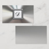 Initiaal Monogram Silver Metalen Visitekaartjes (Voorkant / Achterkant)