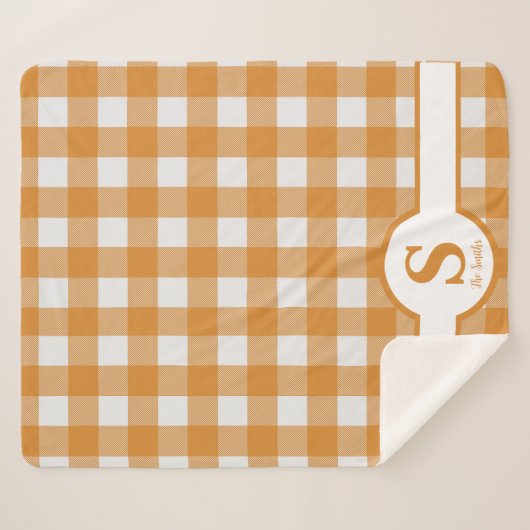 Initiaal Monogram Sinaasappel en witte speldenstaa Sherpa Deken (Voorkant (horizontaal))