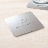 Initiaal monogram Sjabloon Gold Silver Elegant Kartonnen Onderzetters (Gebogen)