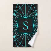 Initiaal monogram | Turquoise geometrisch ontwerp Bad Handdoek (Handdoek)
