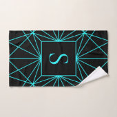Initiaal monogram | Turquoise geometrisch ontwerp Bad Handdoek (Handdoek)