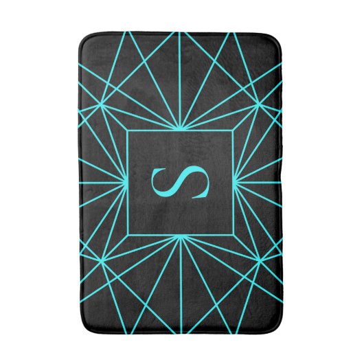 Initiaal monogram | Turquoise geometrisch ontwerp Badmat (Voorkant Verticaal)