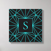 Initiaal monogram | Turquoise geometrisch ontwerp Canvas Afdruk (Voorkant)