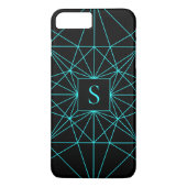 Initiaal monogram | Turquoise geometrisch ontwerp Case-Mate iPhone Case (Achterkant)