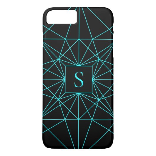 Initiaal monogram | Turquoise geometrisch ontwerp Case-Mate iPhone Case (Achterkant)