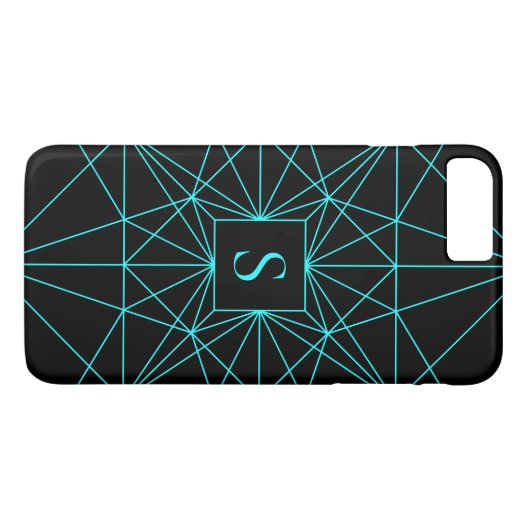 Initiaal monogram | Turquoise geometrisch ontwerp Case-Mate iPhone Case (Achterkant (Horizontaal))