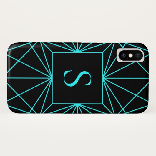 Initiaal monogram | Turquoise geometrisch ontwerp Case-Mate iPhone Case (Achterkant (horizontaal))