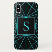 Initiaal monogram | Turquoise geometrisch ontwerp Case-Mate iPhone Case (Achterkant)