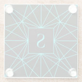 Initiaal monogram | Turquoise geometrisch ontwerp Glazen Onderzetter (Achterkant)