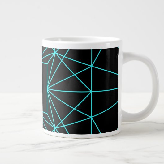 Initiaal monogram | Turquoise geometrisch ontwerp Grote Koffiekop (Rechts)