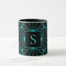 Initiaal monogram | Turquoise geometrisch ontwerp