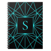 Initiaal monogram | Turquoise geometrisch ontwerp Notitieboek (Voorkant)