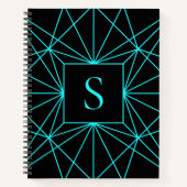 Initiaal monogram | Turquoise geometrisch ontwerp Notitieboek (Voorkant)
