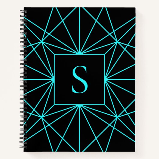 Initiaal monogram | Turquoise geometrisch ontwerp Notitieboek (Voorkant)