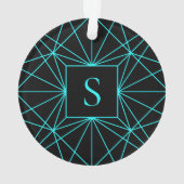 Initiaal monogram | Turquoise geometrisch ontwerp Ornament (achterkant)