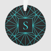 Initiaal monogram | Turquoise geometrisch ontwerp Ornament (voorkant)