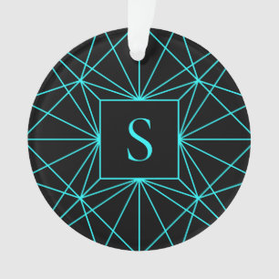 Initiaal monogram   Turquoise geometrisch ontwerp Ornament