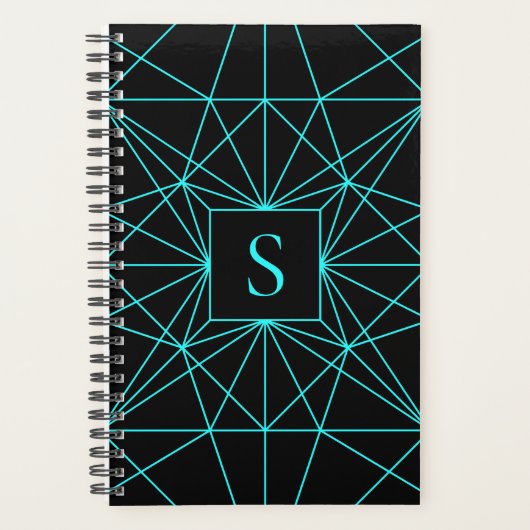 Initiaal monogram | Turquoise geometrisch ontwerp Planner (Voorkant)