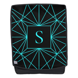 Initiaal monogram   Turquoise geometrisch ontwerp Rugtassen