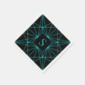 Initiaal monogram | Turquoise geometrisch ontwerp Servet (Hoek)