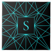 Initiaal monogram | Turquoise geometrisch ontwerp Tegeltje (Voorkant)