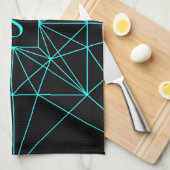 Initiaal monogram | Turquoise geometrisch ontwerp Theedoek (Quarter Fold)