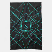 Initiaal monogram | Turquoise geometrisch ontwerp Theedoek (Verticaal)