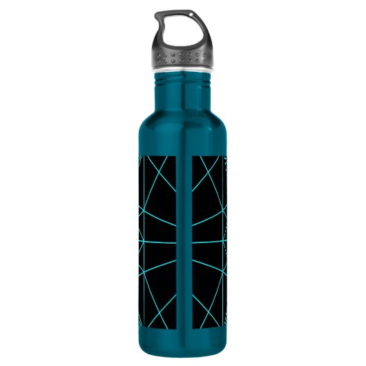 Initiaal monogram | Turquoise geometrisch ontwerp Waterfles (Achterkant)