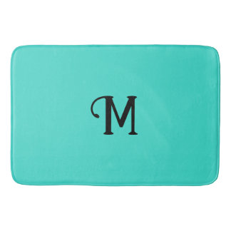 Initiaal Monogram Turquoise Jewel Tone Solid Color Badmat