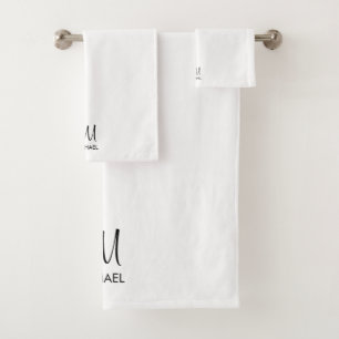 Initiaal Monogram Typografie Zwart Wit Aangepast Bad Handdoek