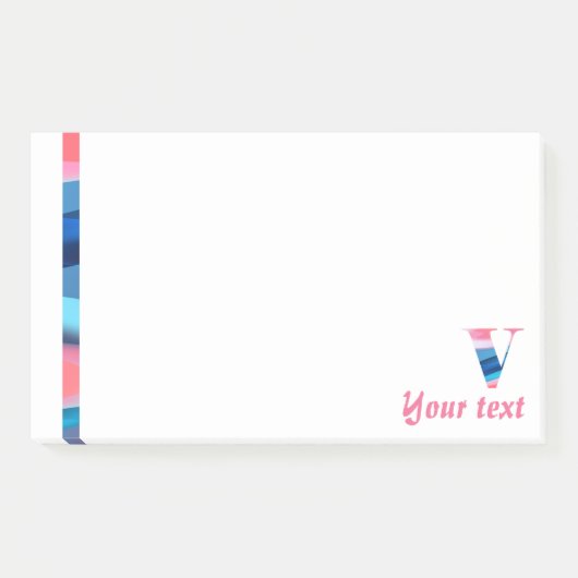 Initiaal monogram V koraal blauw verloop Opmerking Post-it® Notes (Voorkant)