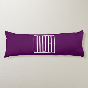 Initiaal Monogram Wit Op Diep Paars Lichaamskussen