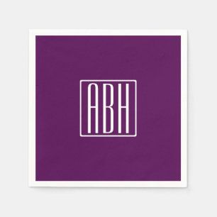 Initiaal Monogram Wit Op Diep Paars Servet
