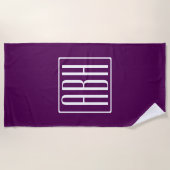 Initiaal Monogram | Wit Op Diep Paars Strandlaken (Voorkant)