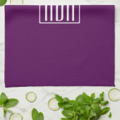 Initiaal Monogram | Wit Op Diep Paars Theedoek (Gevouwen)